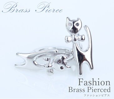 ピアス レディース ファッション ジュエリー ワンタッチ式ピアス リングピアス 送料無料 pierce 猫 ネコ キャッチ 卒業式 卒園式 お呼ばれ 二次会 プレゼント