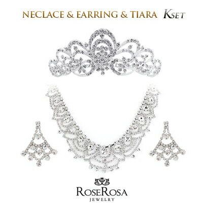 スワロフスキークリスタル使用 ブライダル3点セット ティアラ ネックレス ピアス イヤリング 結婚式 ウェディング ブライダル ウエディング パーティー 二次会...