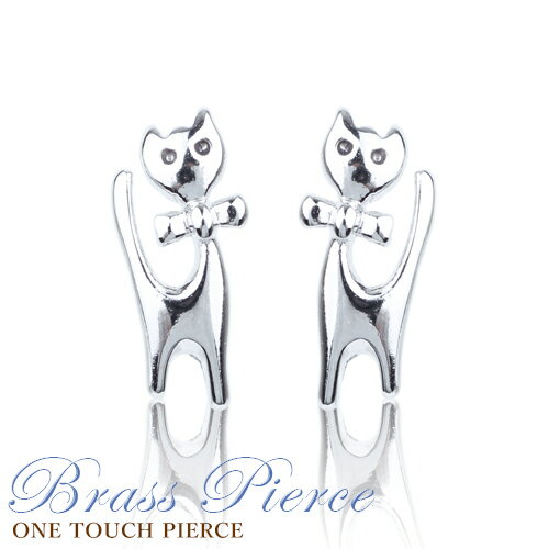 ピアス レディース ファッション ジュエリー ワンタッチ式ピアス リングピアス pierce 猫 ネコ キャッチ 入学式 卒業式 卒園式 お呼ばれ 成人式 お祝い プレゼント