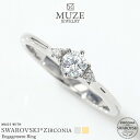 MUZE JEWELRY 指輪 SWAROVSKI 直径4mm（0.24ct相当） プラチナ仕上げ オーダーメイド プラチナ仕上げ K18ゴールド仕上げ エンゲージリング 婚約指輪 ストレートライン スワロフスキーリング 一粒 プロポーズ 記念 made in japan 刻印 名入れ roryxtyle