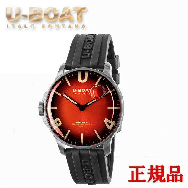 【最大24回払いまで無金利】 U-BOAT ユーボート DARK MOON 44MM RED SS SOLEIL クォーツ メンズ腕時計 送料無料 8701 ラッピング無料