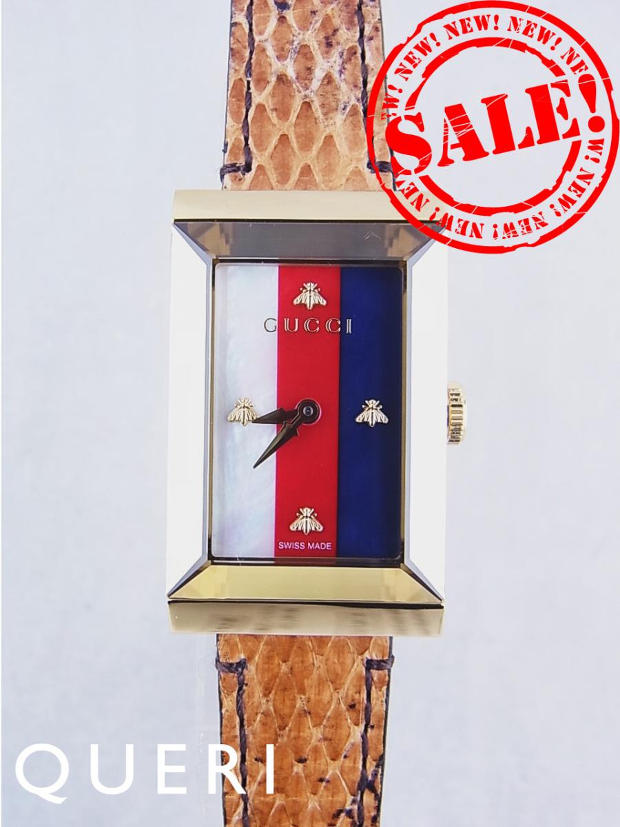 グッチ Gフレーム マザーオブパール クオーツYA147402新品