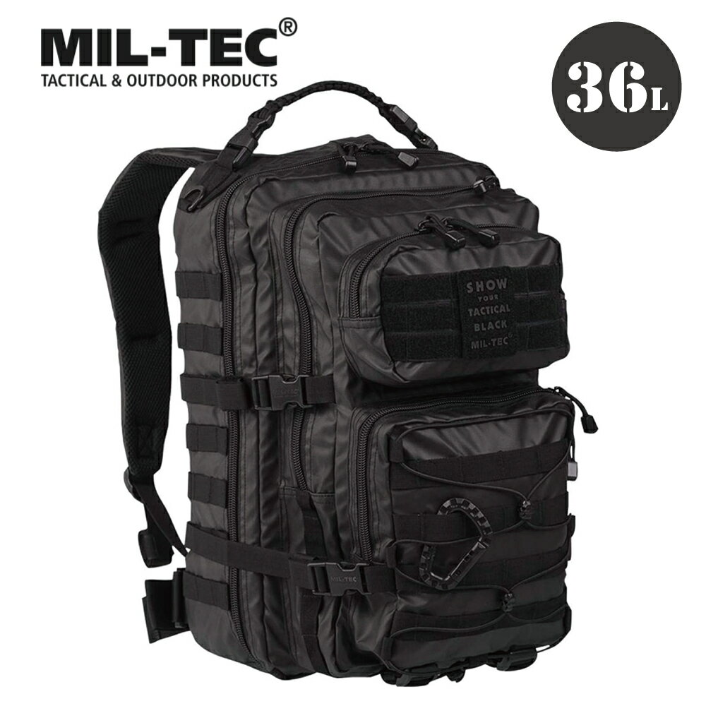 送料無料 かばん バック メンズ レディース ユニセックス 男女兼用 かっこいい オシャレ カジュアル 無地 シンプル ブラック Mil Tec ミルテック Backpack Us Assault Large 36l 大容量 バックパック リュック リュックサック モールシステム Molle 防水 通勤 通学