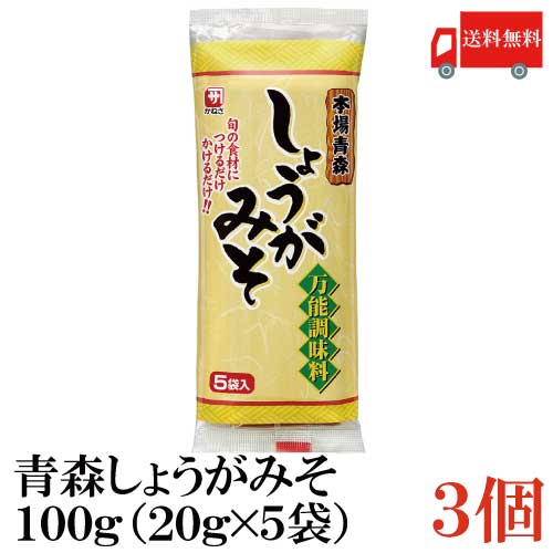 送料無料 かねさ 本場青森しょうがみそ 100g(20g×5袋)×3個