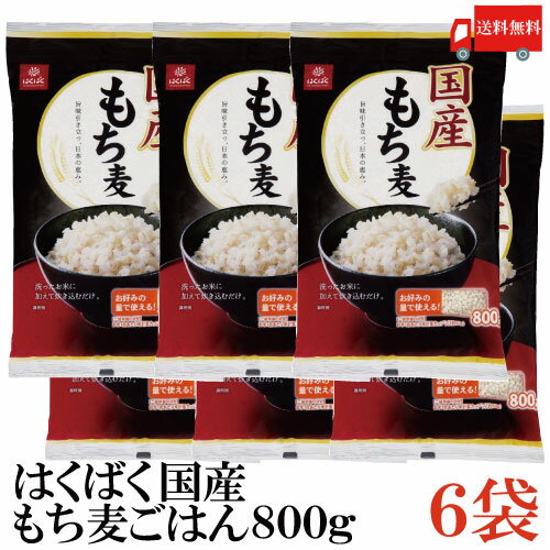 送料無料 はくばく 国産 もち麦ごはん 800g ×6袋