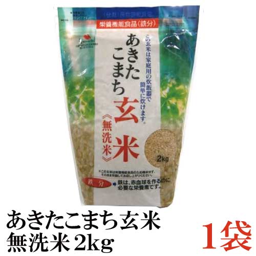 あきたこまち玄米 無洗米 鉄分強化(2kg)×1袋（大潟村 鉄分補給）のサムネイル