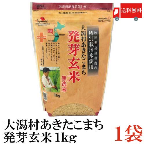送料無料 特別栽培米 大潟村 あきたこまち 発芽玄米 1kg ×1袋のサムネイル