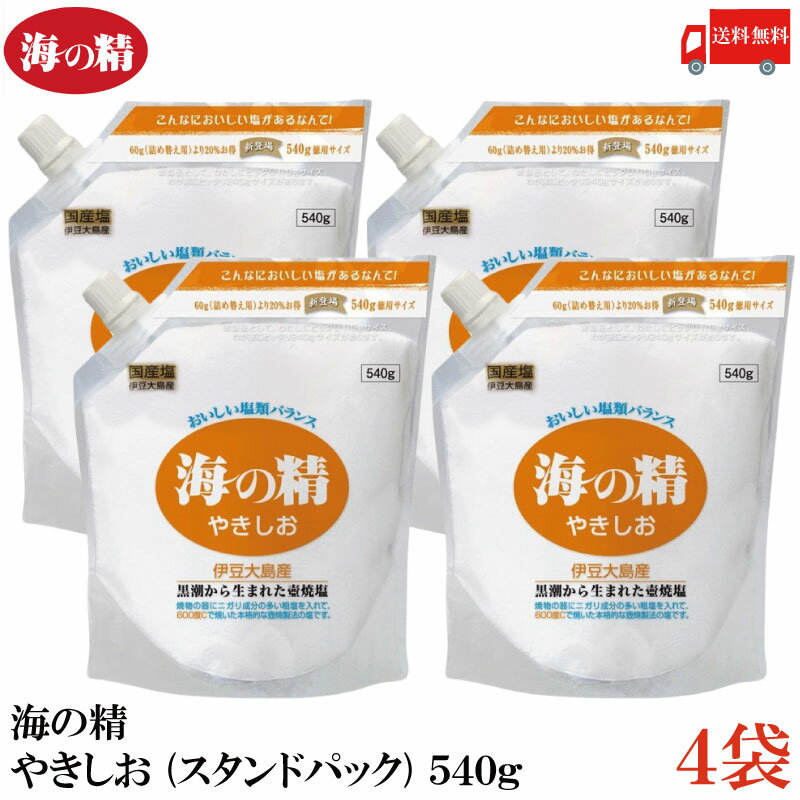 送料無料 海の精 やきしお (スタンドパック) 540g×4袋