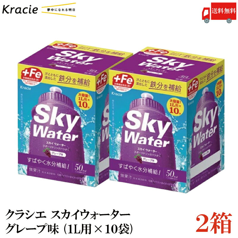 送料無料 クラシエ スカイウォーター グレープ味 （1L用×10袋）×2箱【Sky water 鉄分補給 スポーツドリンクパウダー】