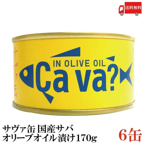 送料無料 岩手県産 サヴァ缶 国産さばのオリーブオイル漬け 170g ×6缶 Cava さば 缶詰 鯖缶