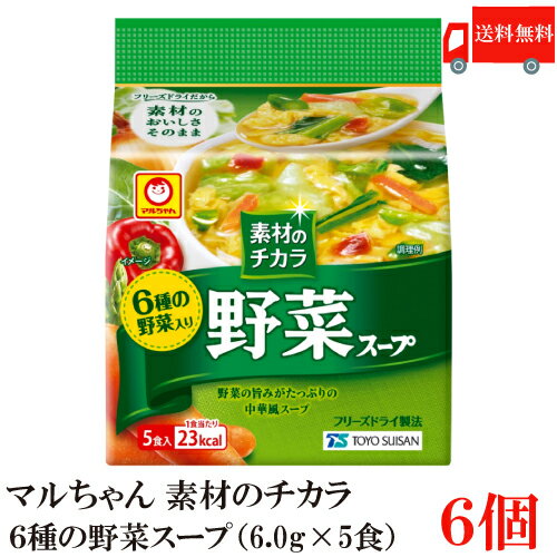 送料無料 マルちゃん 素材のチカラ 野菜スープ (6.0g×5食)×6袋入 東洋水産