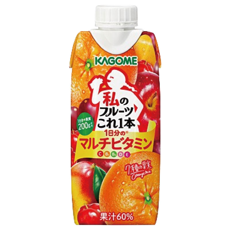 クイックファクトリーのカゴメ 私のフルーツこれ一本 1日分のマルチビタミン 330ml ×12個【1箱】 まとめ買い｜アングル2