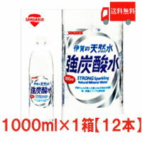 送料無料 伊賀の天然水 強炭酸水 1000mlペット×1箱【12本】【サンガリア/SANGARIA/1リットル/1L/プレーン】