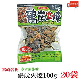 送料無料 日向屋 宮崎名物 鶏炭火焼 ゆず胡椒味 100g ×20個【国産 無添加 柚子胡椒 焼き鳥 やきとり ヤキトリ】