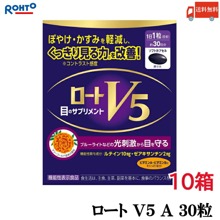 送料無料 ロート V5 A 目のサプリメント 30粒入り ×10箱（ロート製薬 ルテイン ザアキサンチン 機能性表示食品） 1