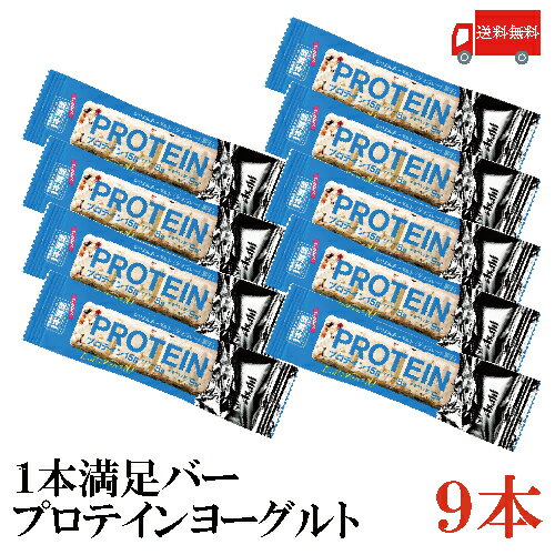 送料無料 アサヒグループ食品 1本満足バー プロテインヨーグルト×9本 （プロテインバー）