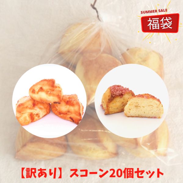 ＼＼※着日指定不可※同梱不可※／／【訳あり福袋】トロピカル＆グレープフルーツ『生クリーム仕込みのスコーン』20個セット（2種×各10個　合計20個入り）のサムネイル