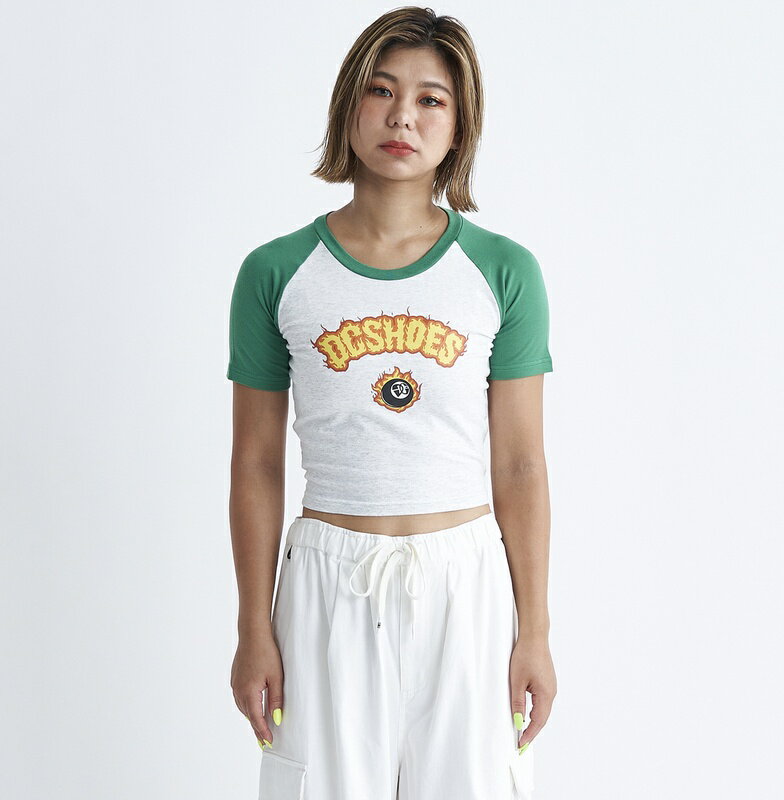 fB[V[V[Y DC SHOES @24 WS FLAME SHORT SS EBY TVc Womens T-shirts yLST242305 GRNz