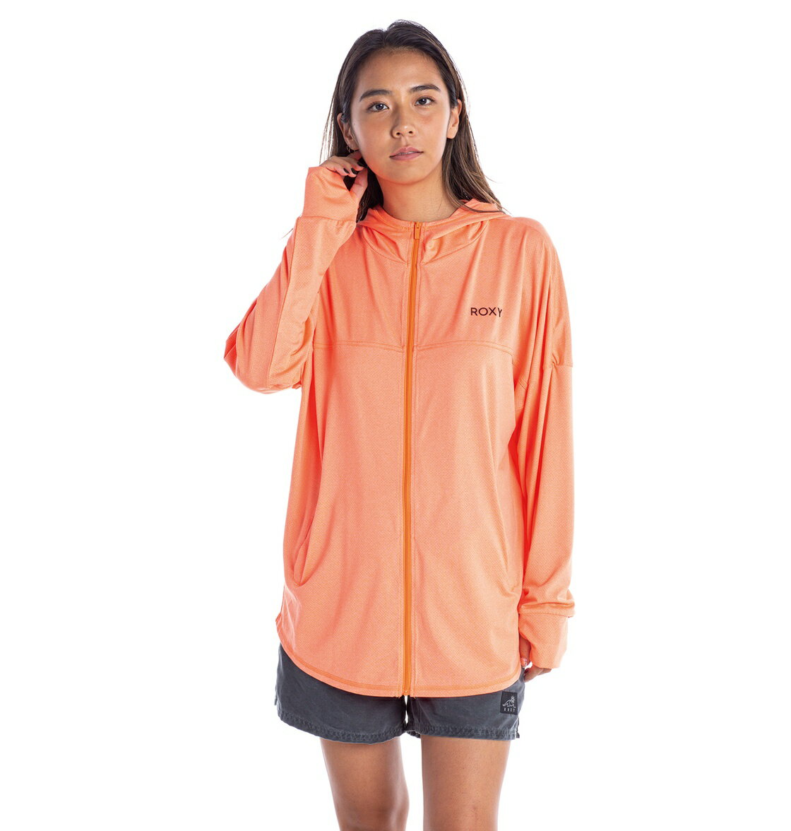 ロキシー ROXY 　SOUPED UP ラッシュパーカー Womens ジップ ラッシュ ラッシュガード サーフィン サーフ 海水浴 夏 水泳 ビーチウェア 【RLY212009 ORG】
