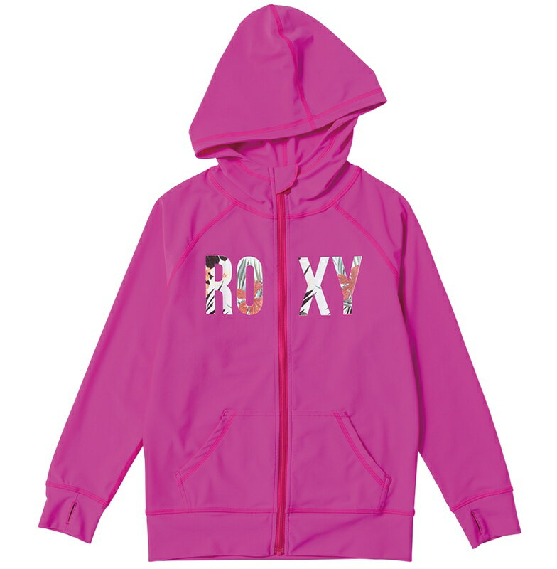 ROXY ロキシー ラッシュパーカー UVカット (100-150cm) MINI BOTANICAL LOGO PARKA ジップ ラッシュ ラッシュガード サーフィン サーフ 海水浴 夏 水泳 ビーチウェア【Kids】