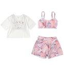 アウトレット価格 ROXY ロキシー キッズ MINI ON THE BEACH ラッシュTシャツ付き 水着 3点セット (100-150cm) セットアップ