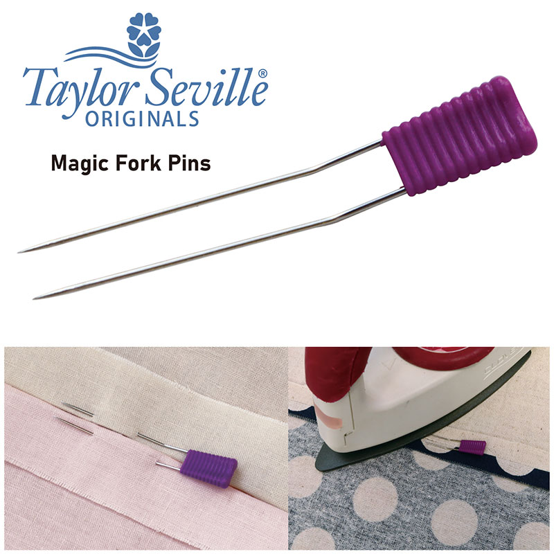 ☆Taylor Seville テイラー・セビリア マジックピン フォークピン（45mm 30本入 ＋ケース付き） | パッチワーク用具 パッチワーク キルト ソーイング 斉藤謠子 手芸用品 裁縫 材料 ハンドメイド 針 日本紐釦 TY-04140 45mm 4.5cm アイロン 耐熱グリップ