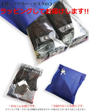 カジュアル 手袋 マフラー マスク ギフト 3点セット ラッピングセット 本革手袋 メンズ 福袋