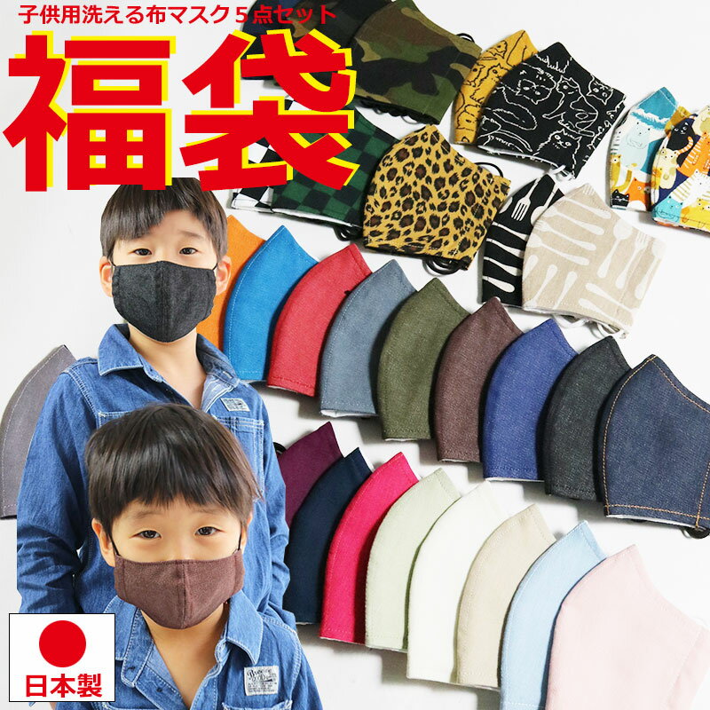 マスク 5枚セット 日本製 布マスク 子供用 洗える 無地 