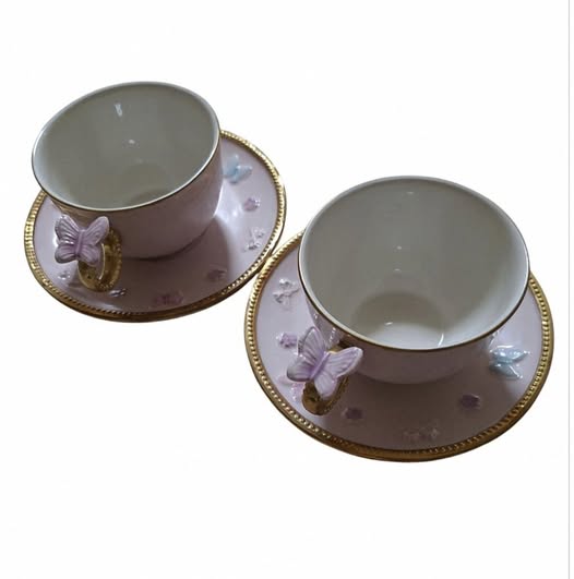 VILLARI バタフライ カップ アンド ソーサ— ベビーピンク ヴィラリ 2セット