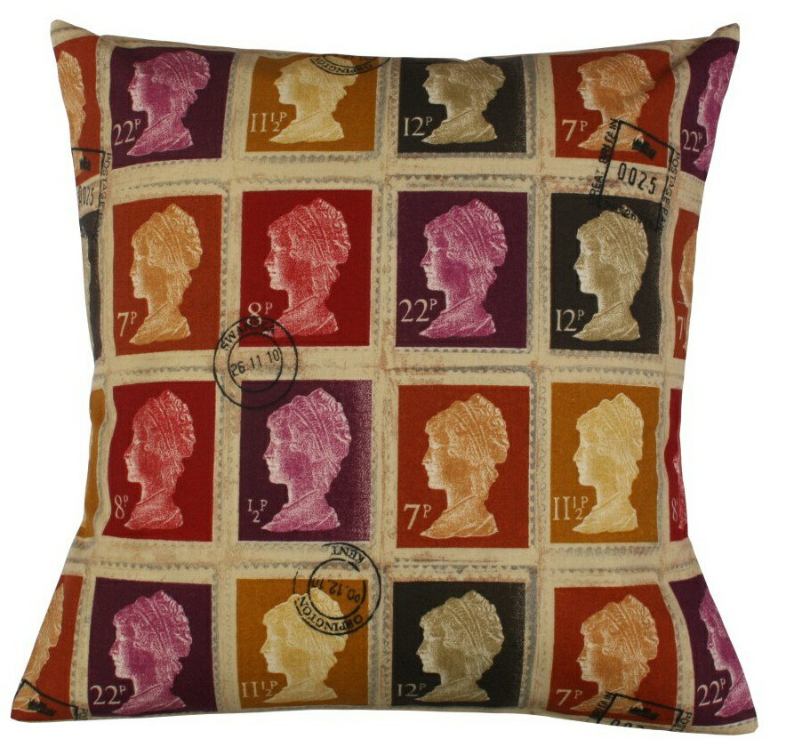 ビンテージ風 クイーン　スタンプ　クッション