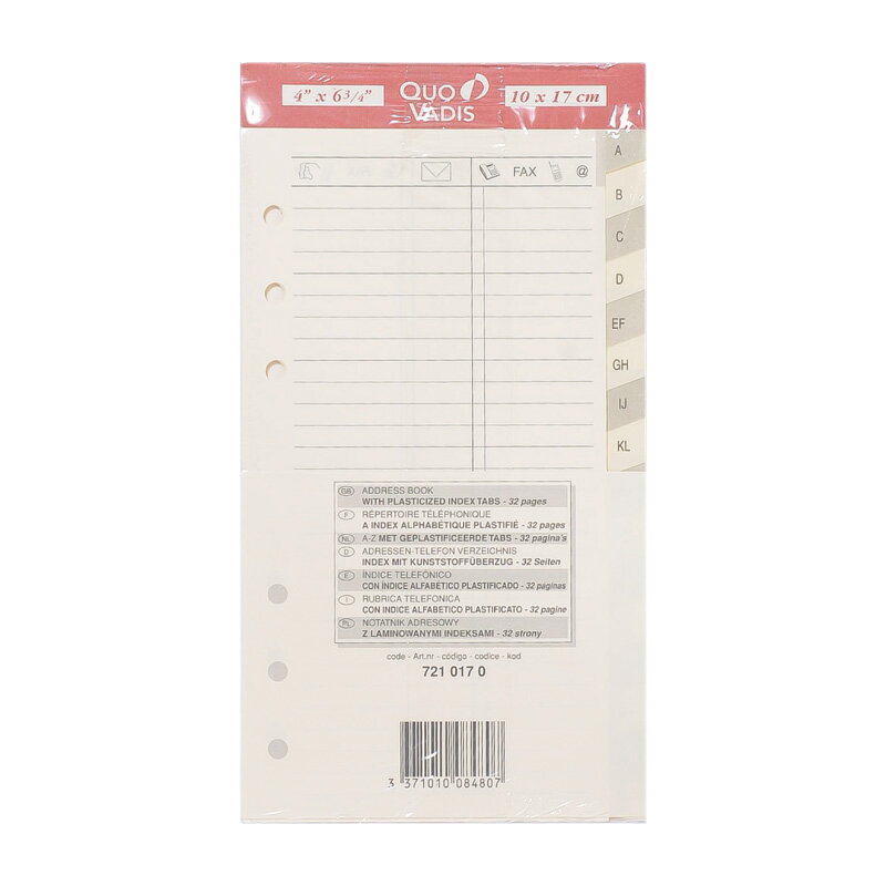 クオバディス システム手帳アクセサリー QUOVADIS Timer17 タイマー17 バイブルサイズ インデックス付アドレスシート アイボリー 公式