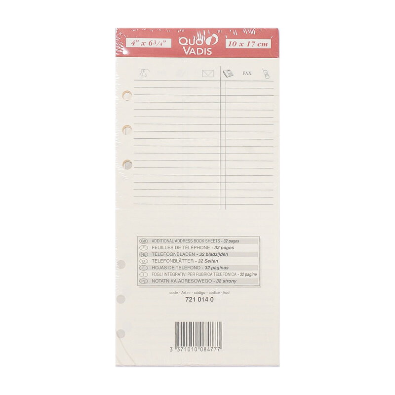 クオバディス システム手帳アクセサリー QUOVADIS Timer17 タイマー17 バイブルサイズ 追加アドレスシート アイボリー 公式