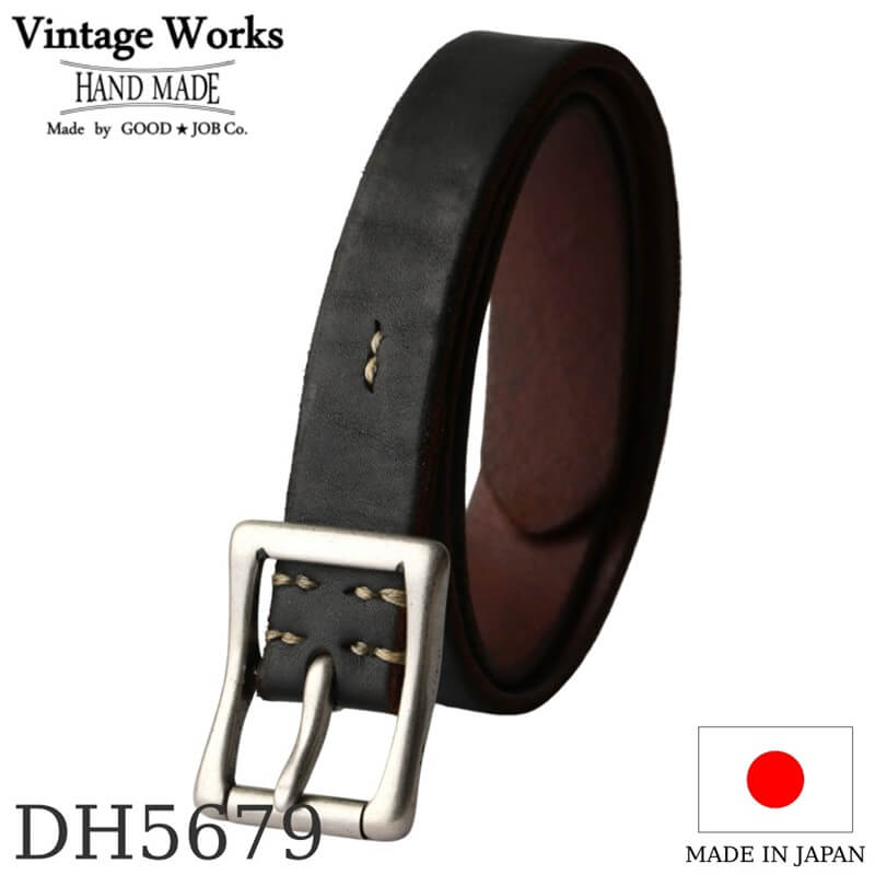 レザーベルト Vintage Works ヴィンテージワークス Leather belt 7Hole レザーベルト 5ホール 茶芯 メンズ 日本製 本革ベルト アメカジ