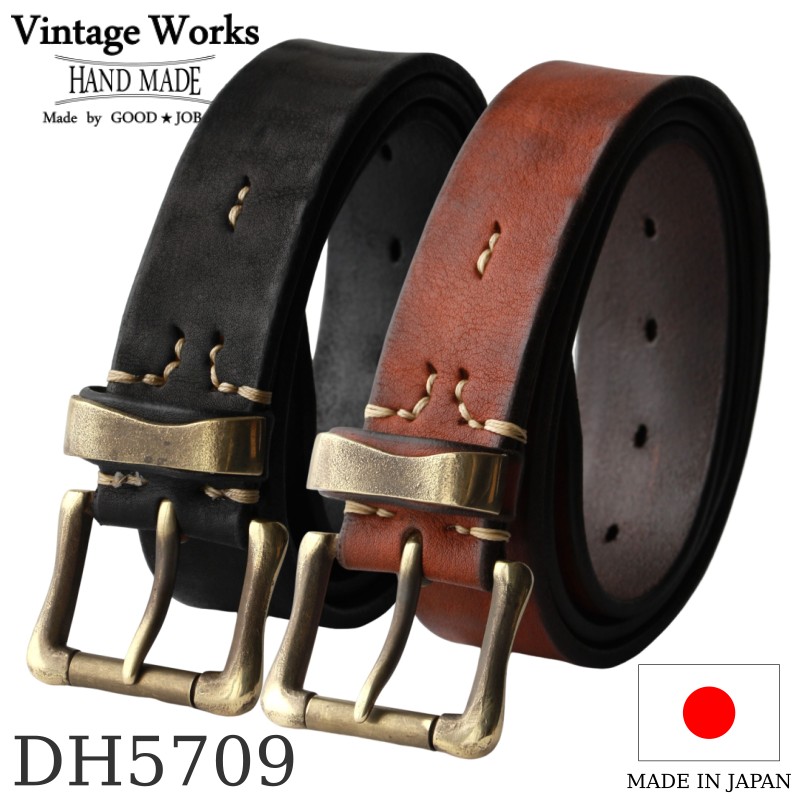 Vintage Works ヴィンテージワークス Leather belt 5Hole レザーベルト 5ホール メンズ 日本製 本革ベルト アメカジ 1