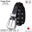 Vintage Works ヴィンテージワークス Leather belt 7Hole ウエスタンレザーベルト 7ホール コンチョ 茶芯 7ホール 茶芯 メンズ 日本製 本革ベルト アメカジ