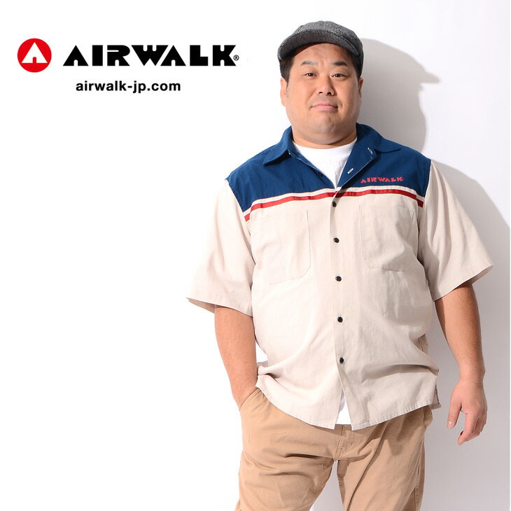 大きいサイズ メンズ AIRWALK エアウォーク シャツ 半袖 半袖シャツ 大きい 2L 3L 4L 5L XXL XXXL XXXXL サイズ トップス ワークシャツ ネイビー 大きめ おしゃれ お洒落 夏 夏服 夏物 夏 服 カジュアル イワショー