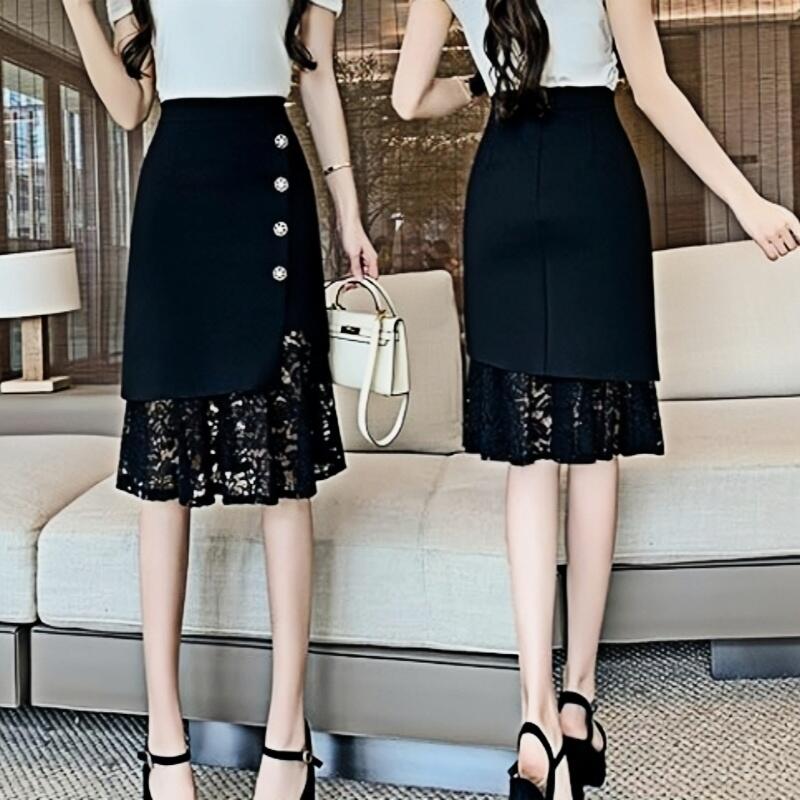 【翌日出荷！】レディース レース スカート 総レース 重ね着 ロングスカート フレアスカート ウエストゴム フラワー レイヤード コーデ 正装 フォーマル パーティー 卒業式 卒園式 入園式 ビジネス 春 夏 秋 きれいめ