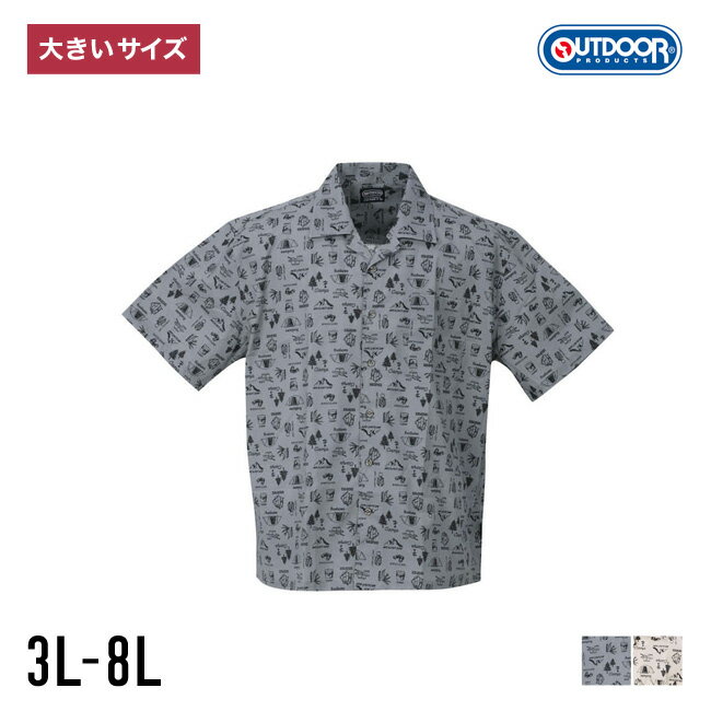 【5/20限定 ポイント5倍】OUTDOOR PRODUCTS アウトドア 大きいサイズ メンズ プロダクツ 半袖 半袖シャツ カジュアルシャツ トップス 春 夏 秋 camping総柄プリント 胸ポケット付き ブロード …