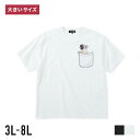 大きいサイズ メンズ Tシャツ 半袖 春 夏 秋 3L 4L 5L 6L 8L ホワイト ブラック RIMASTER VISION ヘビーウェイト 白 黒 カットソー カジュアル 綿 コットン 天竺 胸ポケット風トリックアート リマスター ビジョン(4)