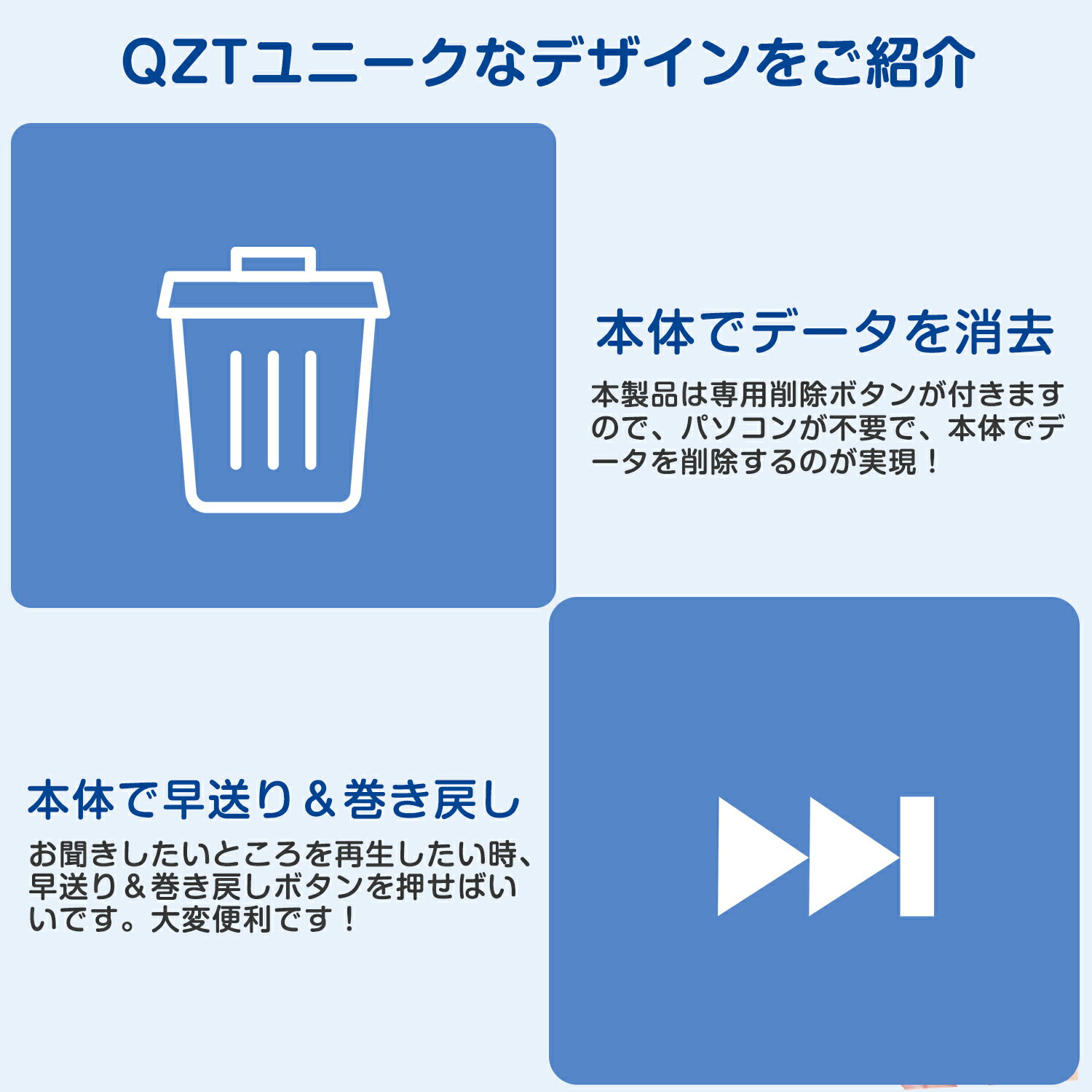 【125時間連続録音&本機で削除/早送り/巻き戻し可】QZT ボイスレコーダー 小型 16GB 32GB 90時間連続再生 録音機 ICレコーダー 128GBのSDカード対応 マグネット付き 長時間録音 ワンボタン録音 IOS&Android対応 音声検知 分割録音 遠距離録音 高音質 会議/授業/浮気調査 2