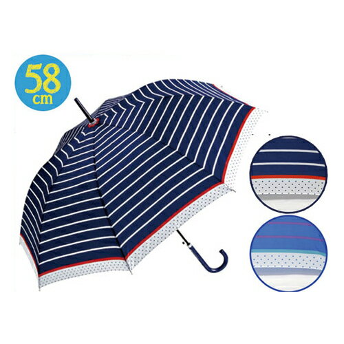 雨傘 レディース 長傘 58cm ジャンプ傘 ドットボーダー 雨傘 レディース 長傘 58cm ジャンプ傘 ドットボーダー