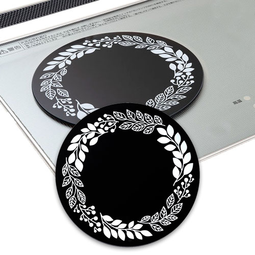 IHプレート ガラス製汚れ防止プレート リーフ柄 1枚 キズ防止 保護シート 油汚れ 防止シート IH対応 IH..