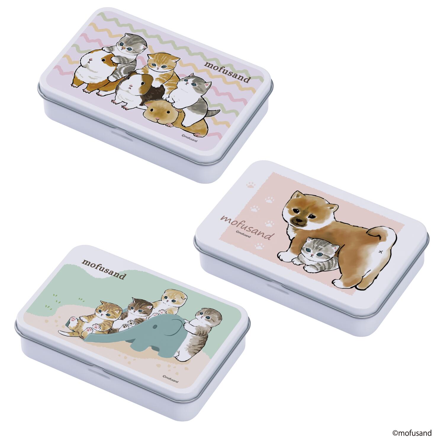 mofusandにゃんこ　　缶キヤンディ3個（モルモット・すべり台・しば犬）のサムネイル