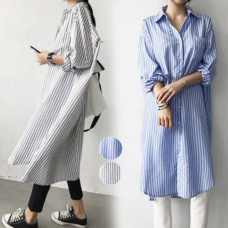 【20倍ポイント】 シャツ風 シャツワンピース レディース 大きいサイズ ストライプワンピース 女性 春秋 スゆったり 前開き ミモレ丈 体型カバー きれいめ おしゃれ シンプル 通勤 入園式 卒業式 日常/カジュアル 着痩せ 20代 30代 40代 50代 ファッションのサムネイル