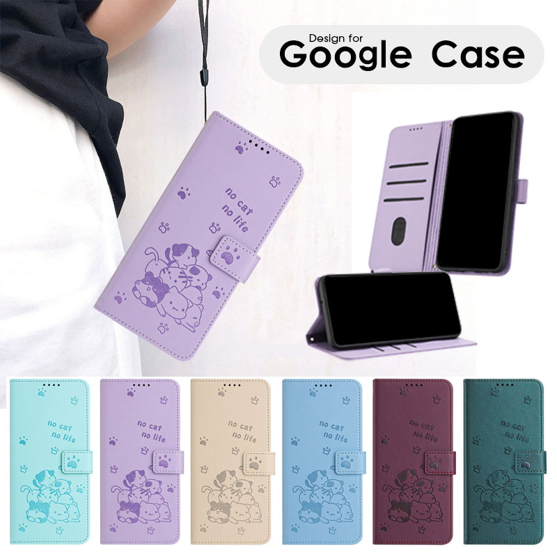 スマホケース Google Pixel 9 Pro XL Pixel 9 Pro pixel 9a Pixel 8 Pro Pixel 8a Pixel 8 Pixel 7 Pro Pixel 7a Pixel 6a ケース 手帳型 グーグルピクセル 9 プロケース カード収納 pixel 8a カバー レザーケース スタンド機能 型押し 猫柄 犬柄 ハンド ストラップ 落下防止