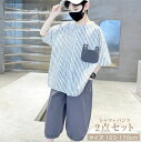 子供服 セットアップ ストライプ 前開き シャツ + ストレッチ パンツ グレー ゆったり 2点セット 男の子 キッズ服 ジュニア 日常 カジュアル 普段着 お出かけ かっこいい 上下セット トップス ボトムス 人気 夏 120 130 140 150 160 170 cm