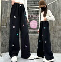 【期間限定 20%OFF】 女の子 デニムパンツ ロングパンツ 長ズボン かわいい 蝶結び 春物 秋物 小学生 中学生 キッズ服 ロング丈 ジーンズ パンツ ズボン 子供服 ジュニア ブラック 120 130 140 150 160 170 cm