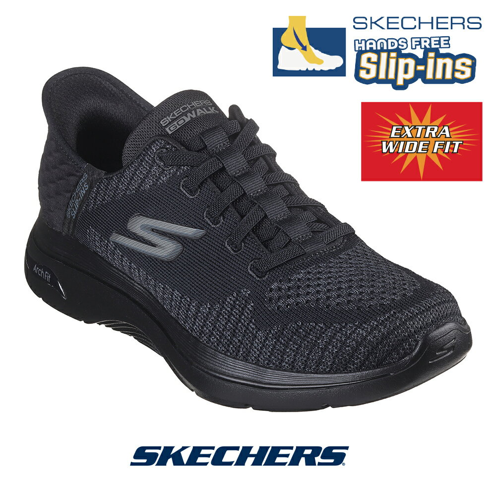 【楽天スーパーSALE★30％OFF】 スケッチャーズ SKECHERS 216601WW スニーカー スリップインズ スリッポン ハンズフリー GO WALK ARCH FIT 2.0 - GRAND ブラックブラック メンズ コンフォート シューズ 歩きやすい EXTRA WIDE ワイド 5E相当【cqn】 アウトレット セール(4)