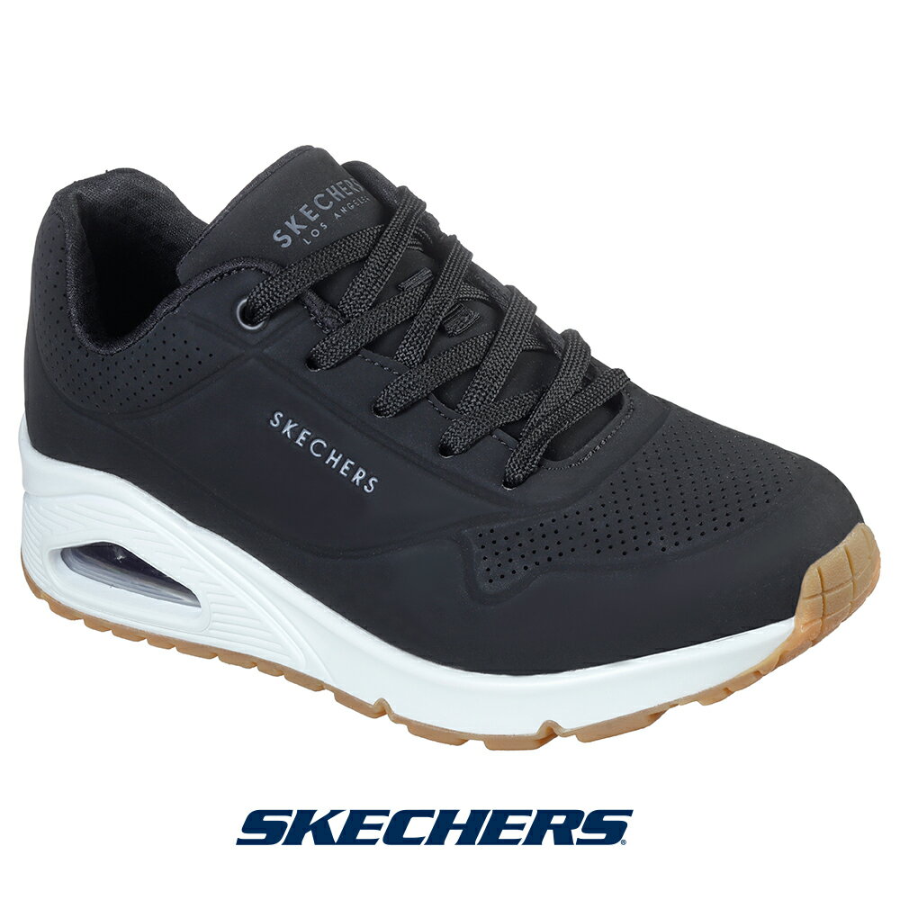 楽天リゲッタカヌー専門店 R-arkスケッチャーズ 73690w-blk レディース スニーカー SKECHERS くつ 靴 シューズ shoes ワイドフィット wide 幅広 air エアー ウノ UNO STAND ON AIR Durabuck Lace Up Sneaker 待望の幅広タイプが登場