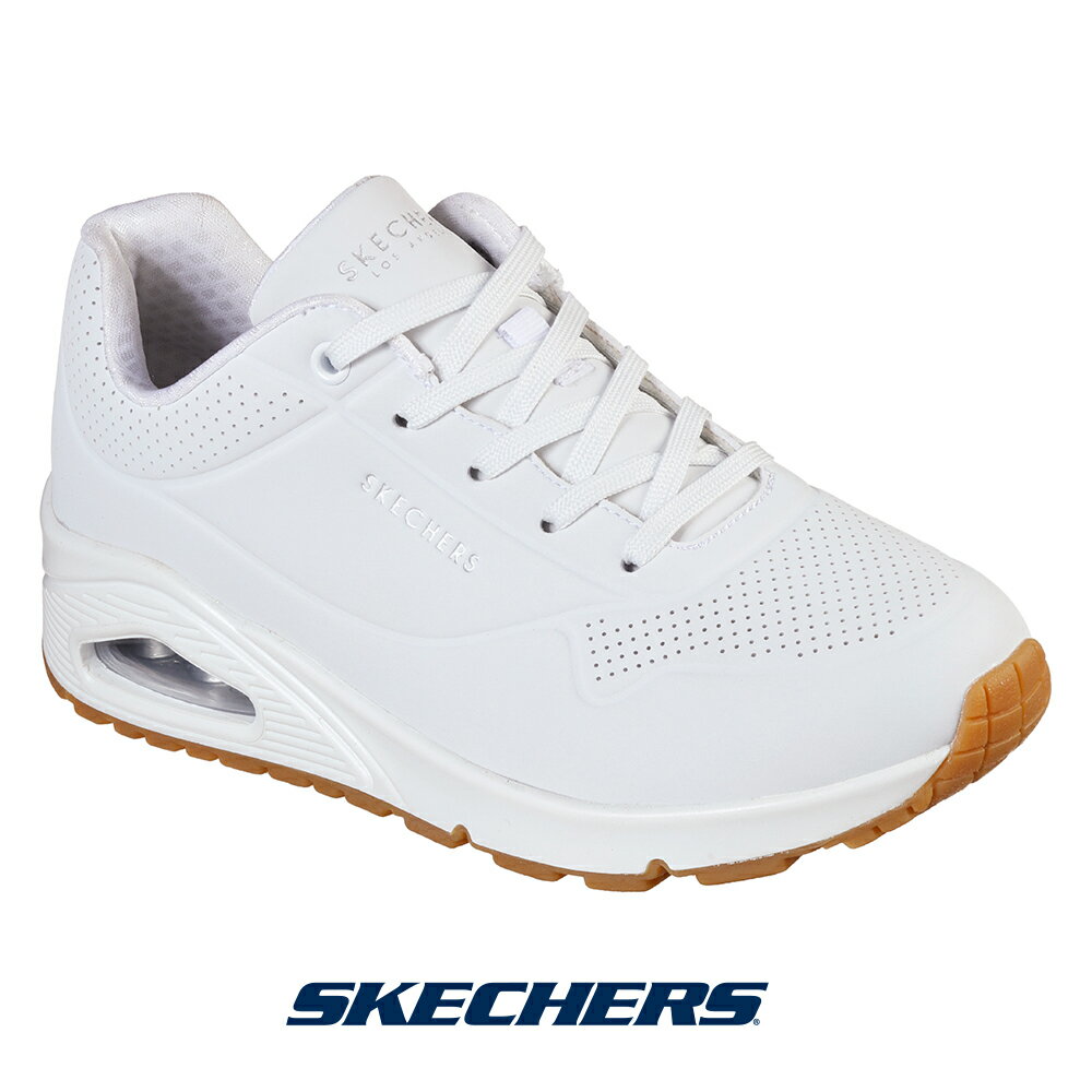 スケッチャーズ 73690w-wht レディース スニーカー SKECHERS くつ 靴 シューズ shoes ワイドフィット wide 幅広 air エアー ウノ 待望の幅広モデル登場 UNO STAND ON AIR Durabuck Lace Up Sneaker